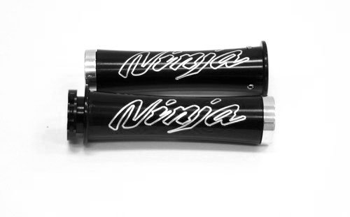 KAWASAKI NINJA (ALL YEARS-06) ANODIZED BLACK STRAIGHT BILLET GRIPS (PART # A3055AB)