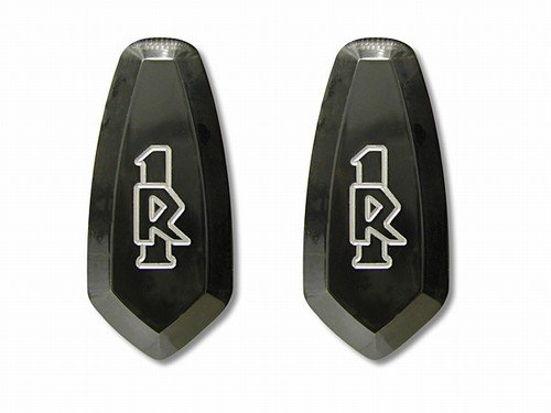 YAMAHA R1 (98-04) ANODIZED BLACK MIRROR PLATES ENGRAVED "R1" (PART # A2949B)