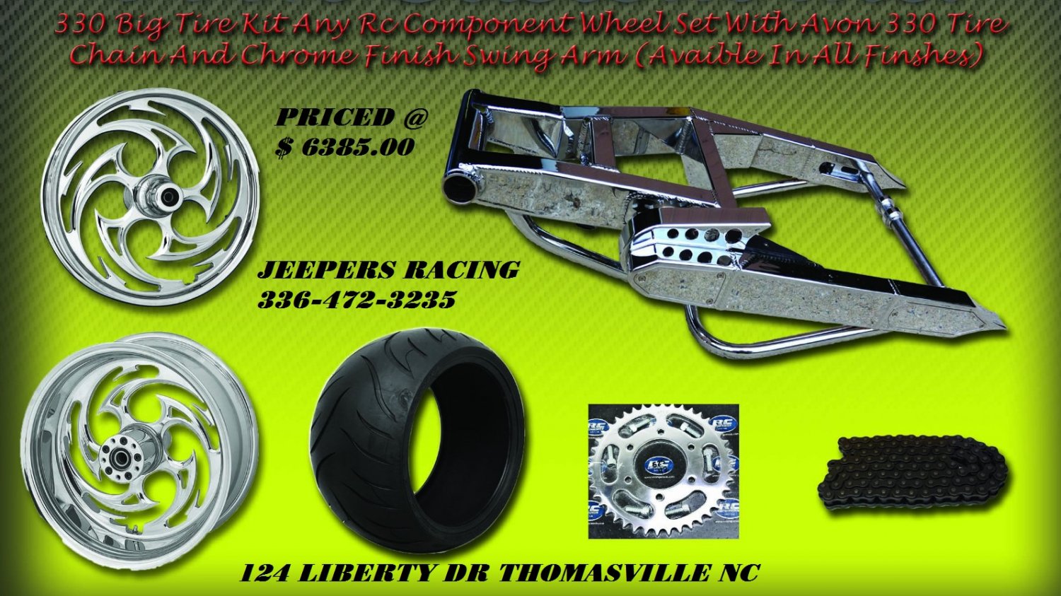 330 FAT TIRE KIT CHROME FINISH CHROME RC RIMS