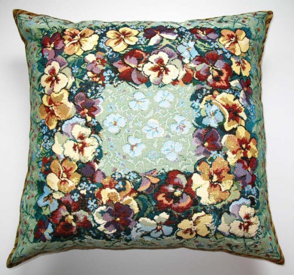 PANSY - TAPESTRY PILLOW COVER - ART DECORATIVE CUSHION