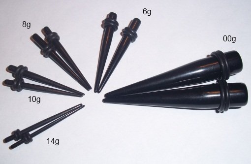 Black Acrylic Tapers Kit (14g, 10g, 8g, 6g, 00g)