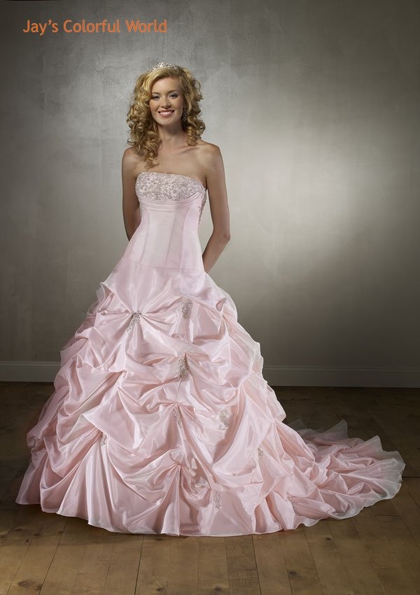Pick-up Embroidery and Beads Taffeta Wedding Dress Bridal Gown