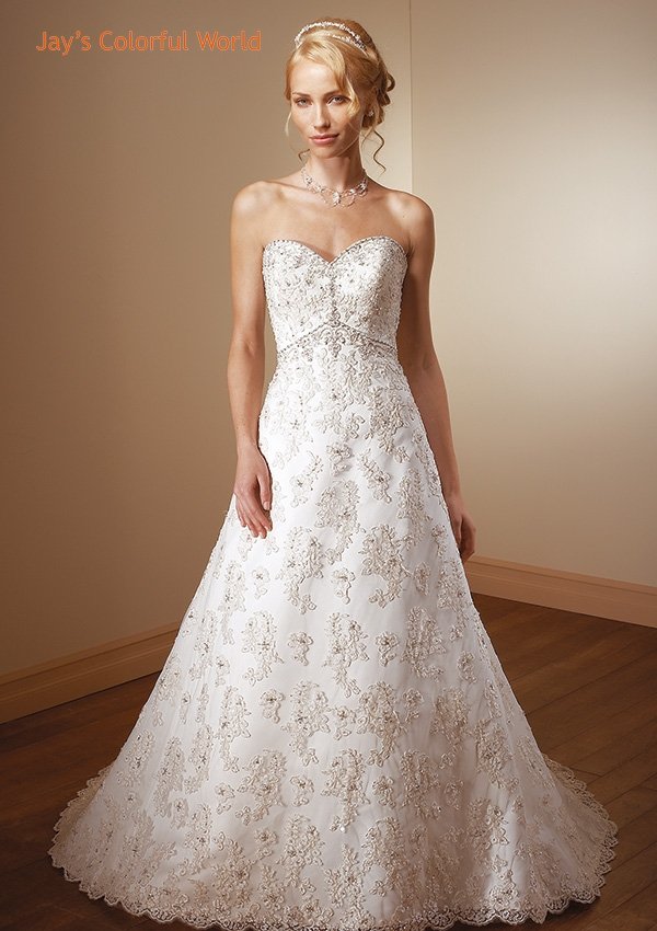 A-line V-Neckline Strapless Applique Beading Wedding Dress Bridal Gown