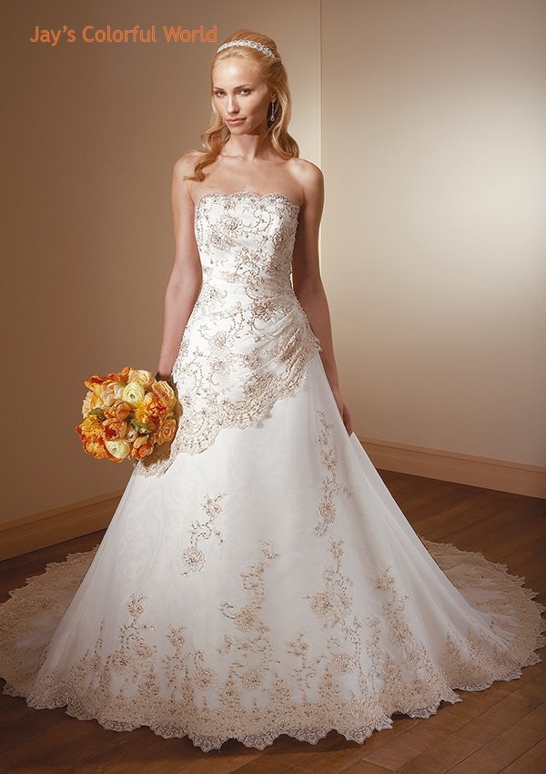 A-line Strapless Tuller Appliques Beading Wedding Dress Bridal Gown