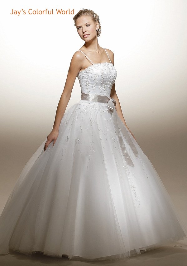 Ball Spaghetti Strap Beading Wedding Dress Bridal Gown