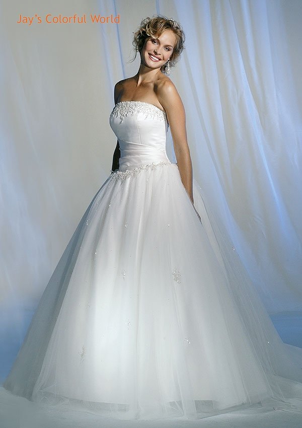 Ball Straight Neckline Strapless Wedding Dress Bridal Gown
