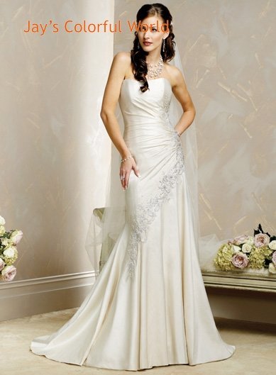 Sheath Scoop Neckline Strapless Appliques Beading Wedding Dress Bridal Gown
