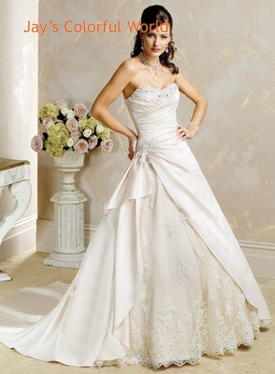 Sweetheart Neckline Strapless Appliques Beading Wedding Dress Bridal Gown