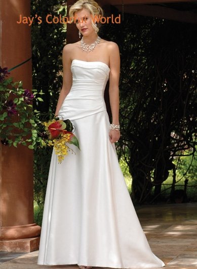 A-line Scoop Neckline Strapless Wedding Dress Bridal Gown