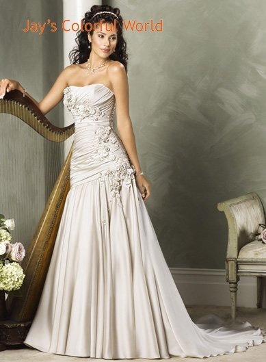 Scoop Neckline Strapless Wedding Dress Bridal Gown