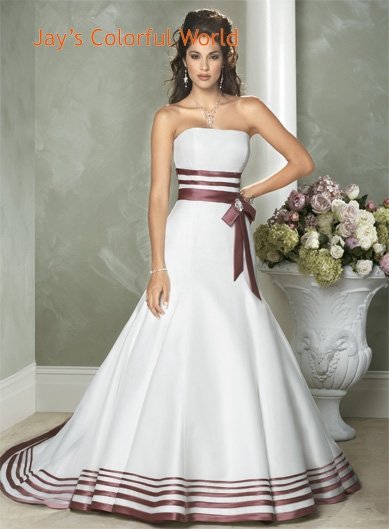 Fashion A-line Straight Neckline Strapless Wedding Dress Bridal Gown