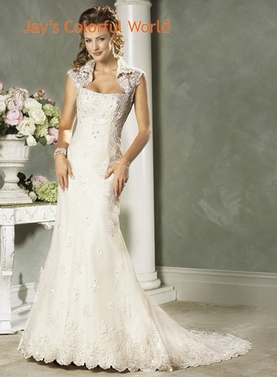 Sexy Mermaid Appliques Jacket Custom made Wedding Dress Bridal Gown