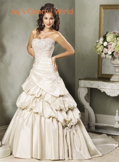 Custom made Scoop Neckline Strapless Beading Train Wedding Dress Bridal Gown