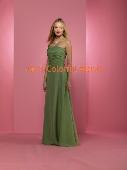 Kiwi Floor Length Straight Neckline Bridesmaid Dress/Evening Dress/Home Coming