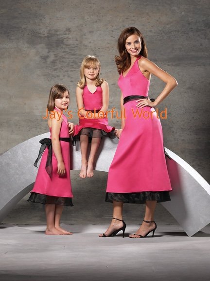 Pink and Black V-neckline Bridesmaid Dress/Evening Dress/Home Coming