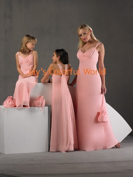 Sexy Pink Deep V-neckline Custom-made Chiffon Bridesmaid Dress/Evening Dress/Home Coming
