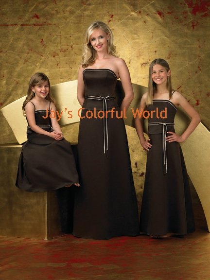 Black Strapless or Spaghetti Strap Custom-made Bridesmaid Dress/Evening Dress/Home Coming