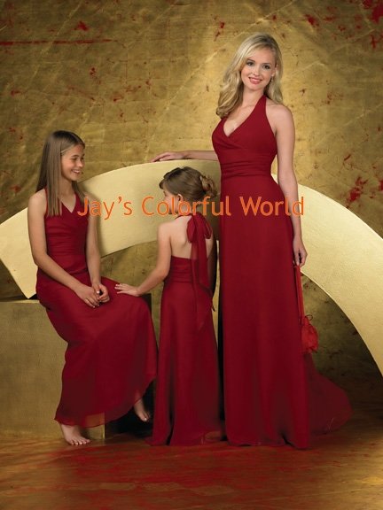 Custom-made Burgundy Halter Strap Bridesmaid Dress/Evening Dress/Home Coming