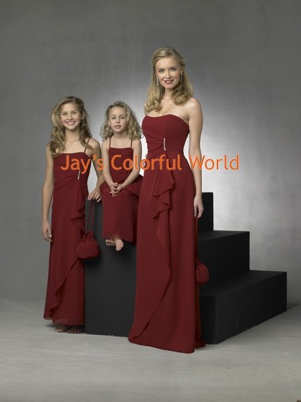 Burgundy Scoop Neckline Bridesmaid Dress/Evening Dress/Home Coming