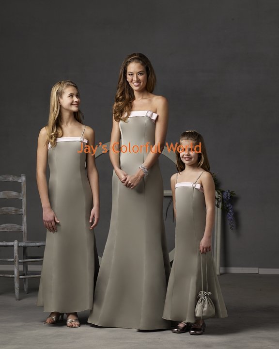 Gray Strapless or Spaghetti Strap Custom-made Bridesmaid Dress/Evening Dress/Home Coming