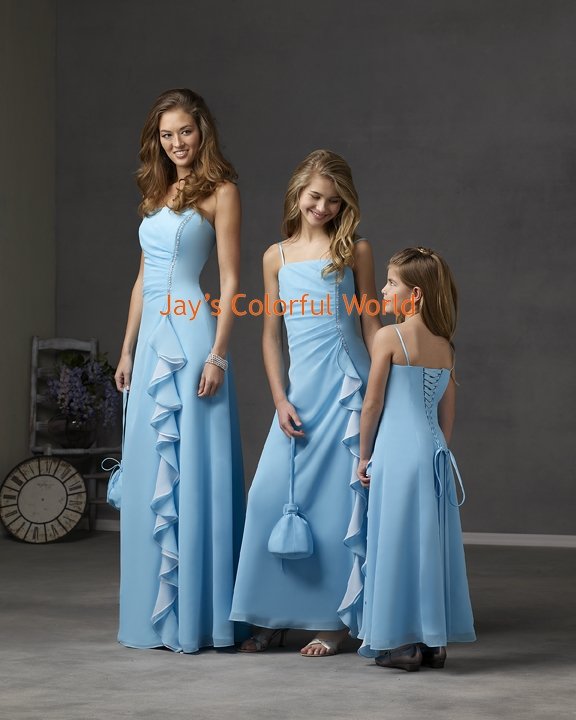 Sky Blue Chiffon Custom-made Bridesmaid Dress/Evening Dress/Home Coming