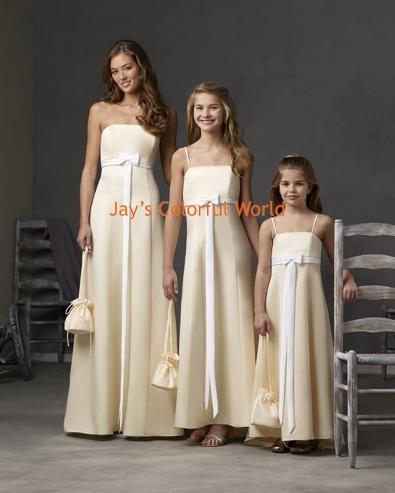 Yellow Chiffon Straight Neckline Custom-made Bridesmaid Dress/Evening Dress/Home Coming