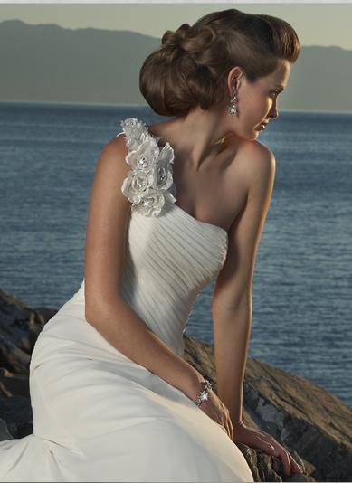 Detachable Shoulder Beaded Chiffon Custom-made Wedding Dress