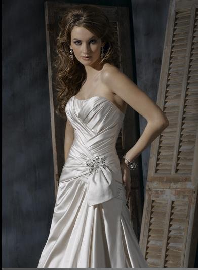 Scoop Neckline Strapless Train Taffeta Custom-made Wedding Dress