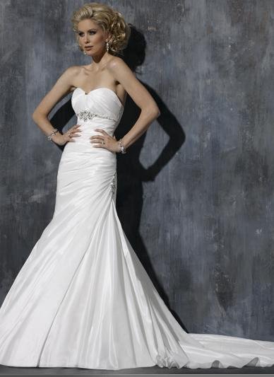 Custom-made Mermaid Sweetheart Neckline Strapless Beaded Lace-up Taffeta Wedding Dress