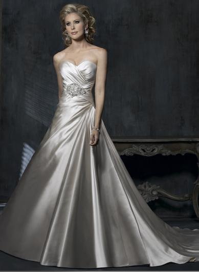A-line Sweetheart Neckline Lace-up Custom made Wedding Dress