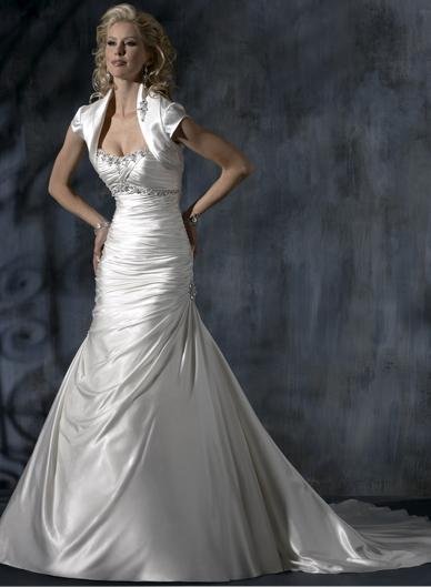 Sheath Scoop Neckline Beaded Lace-up Custom made Taffeta Wedding Dress