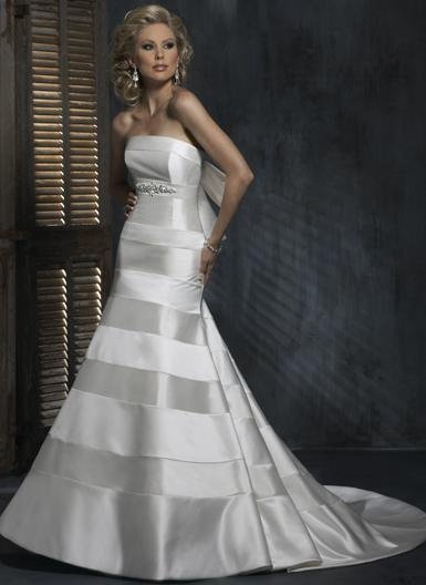 Mermaid Straight Neckline Strapless Beaded Bridal Gown