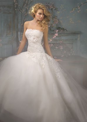 Ball Appliqued Beading Tuller Wedding Dress Bridal Gown