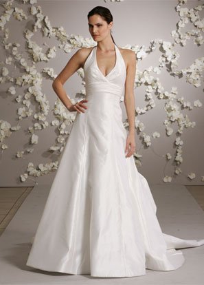 Halter Backless Taffeta Wedding Dress Bridal Gown