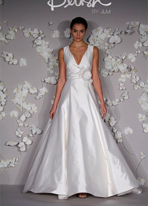 A-line V-neckline Taffeta Wedding Dress Bridal Gown