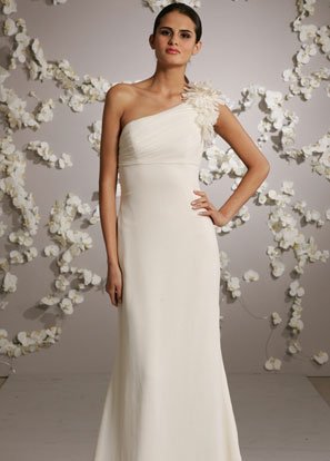 One Shoulder Chiffon Wedding Dress Bridal Gown