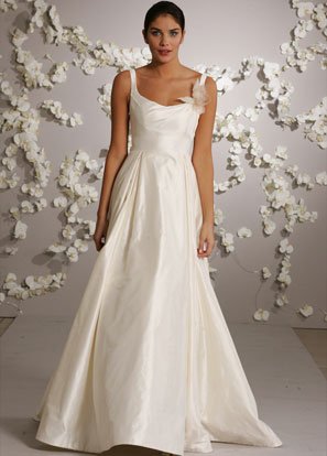 A-line Scoop Neckline Taffeta Wedding Dress Bridal Gown
