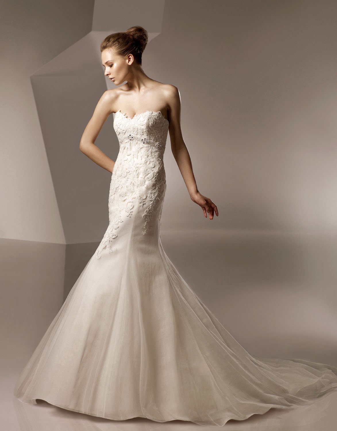 Sweetheart Mermaid Appliqued Beaded Taffeta Wedding Dress Bridal Gown