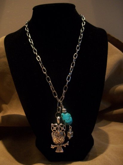 Owl and Turquoise Necklace