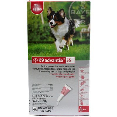 K9 Advantix Topical Flea & Tick Medication Red 6 Month Supply (Dogs 21-55 Lbs)