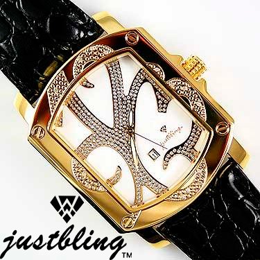 Just Bling Designer - Stainless Steel 18K Plated .16 cts. Diamond White Face Mens Watch