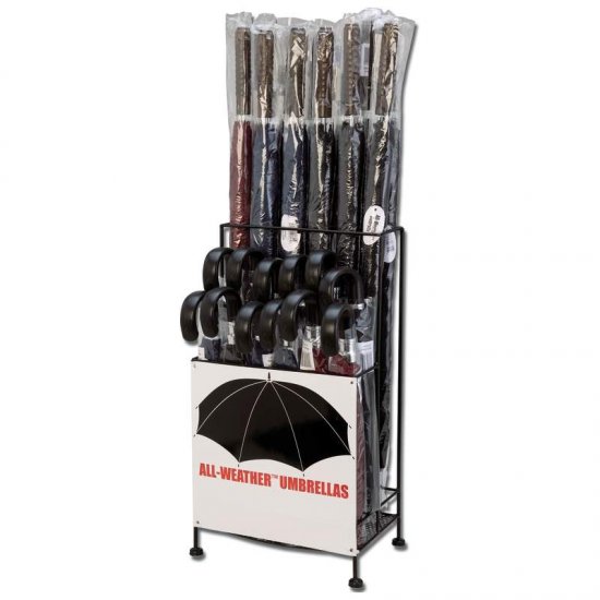 All-Weather⢠24pc Polyester Umbrella Set in Metal Display Stand ALL-WEATHER 24PC UMBRELLA SET