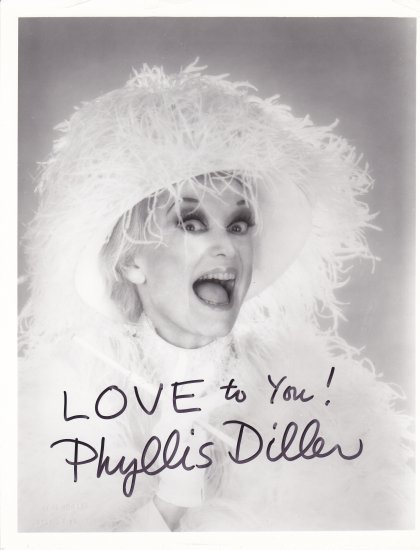 Vintage Photo with autograph of Phyllis Diller with COA