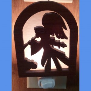Angel Horn Laser Redwood Nighlight Handcrafted #1215