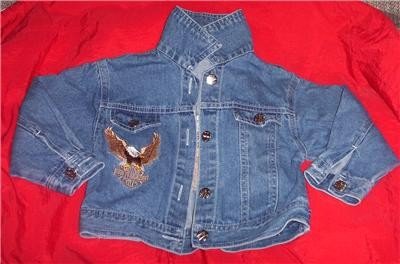 CHILD Jean Jacket Sz 5 HARLEY DAVIDSON plus BIKER BUILDOFF Poster