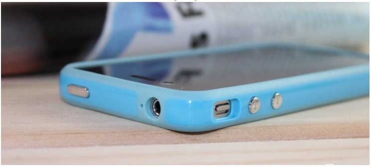 OEM SILICONE APPLE BUMPERS CASE FOR IPHONE 4 - BLUE