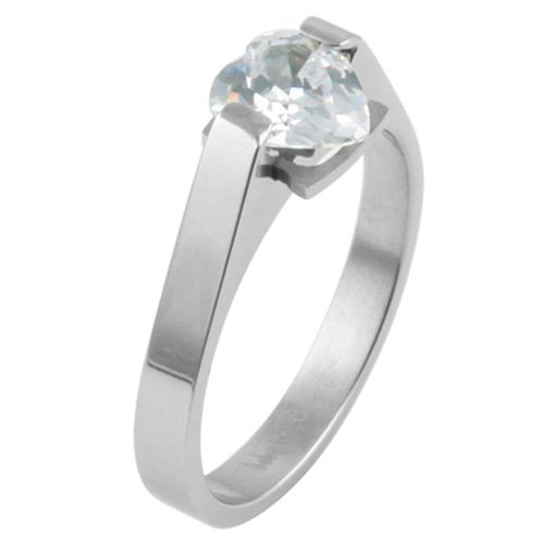 1.5-CARAT DIAMOND HEART SHAPED TITANIUM RING SIZE 5