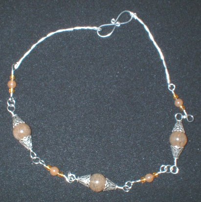 Sterling Silver Included Quartz and Orange Adventurine Necklace