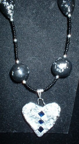 Black Beaded Necklaces w/ 3 Sapphires