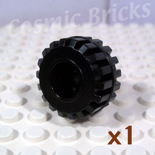 LEGO Black Wheel Small Wide Hard Plastic Axle hole Tread 41864 (single,N)